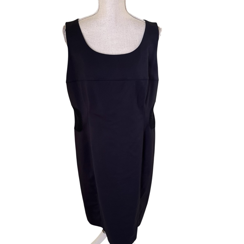 Akris Punto for Saks 5th Avenue Navy Blue Sheath Dress with Net Insets 14